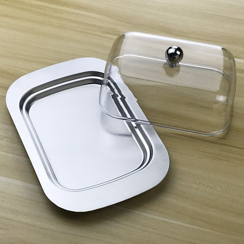 Stainless Steel Butter Tray with Clear Lid by HitMyNeed