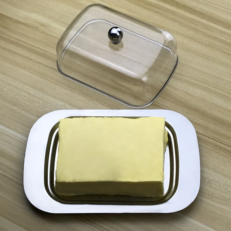 Stainless Steel Butter Tray with Clear Lid by HitMyNeed