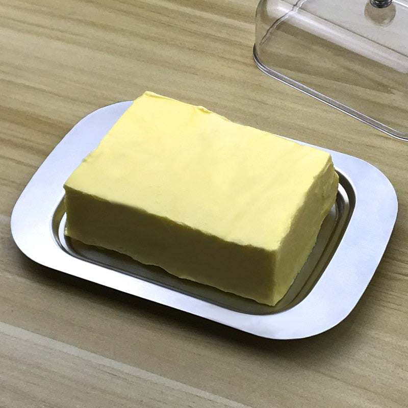 Stainless Steel Butter Tray with Clear Lid by HitMyNeed
