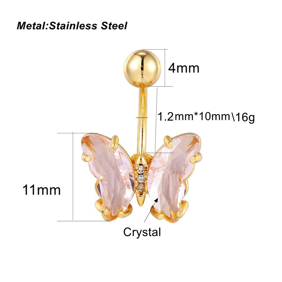 Stainless Steel Butterfly Navel Ring with Crystals by HitMyNeed