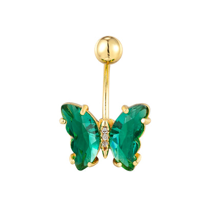 Stainless Steel Butterfly Navel Ring with Crystals piercing-jewelry-173 by HitMyNeed