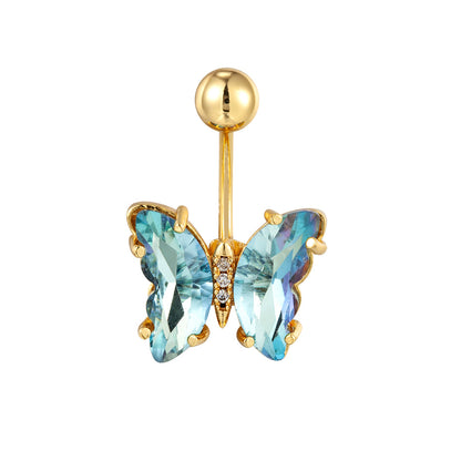 Stainless Steel Butterfly Navel Ring with Crystals piercing-jewelry-361187 by HitMyNeed