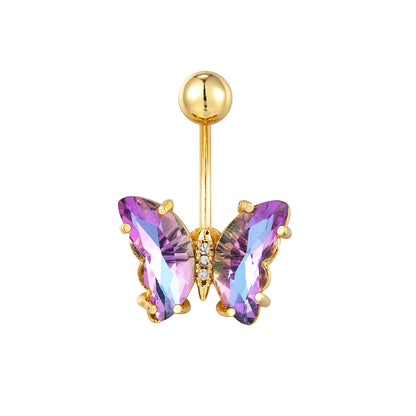 Stainless Steel Butterfly Navel Ring with Crystals piercing-jewelry-361188 by HitMyNeed