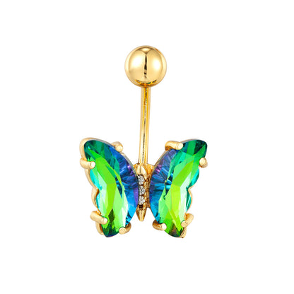 Stainless Steel Butterfly Navel Ring with Crystals piercing-jewelry-365462 by HitMyNeed