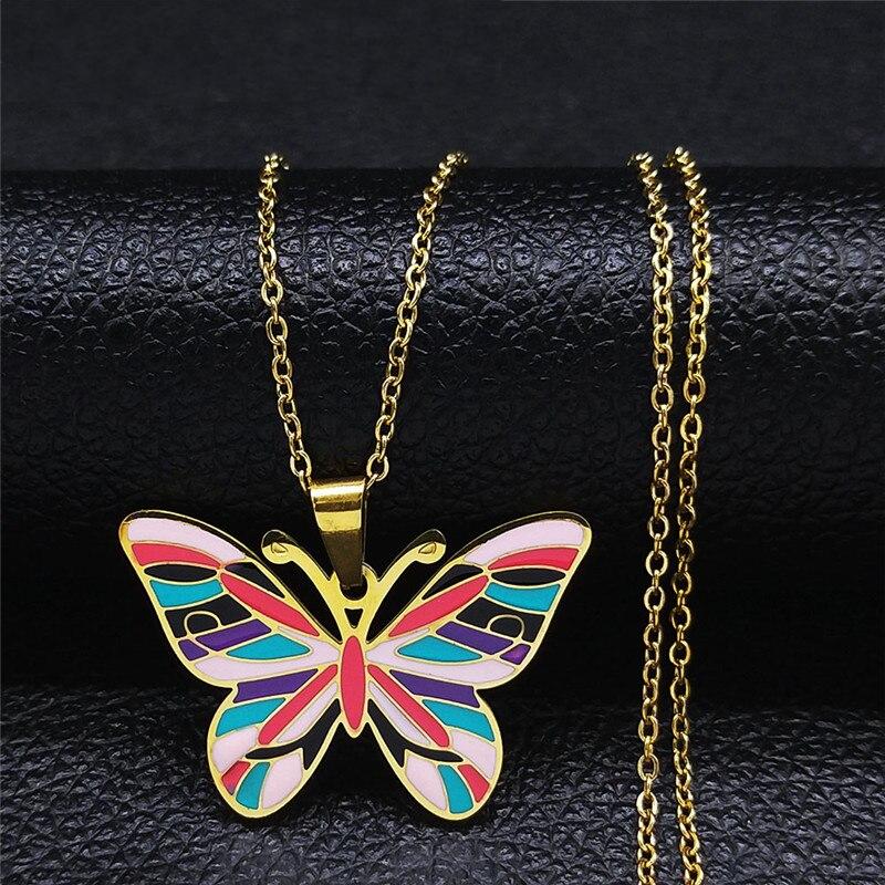 Stainless Steel Butterfly Pendant Necklace for Women by HitMyNeed