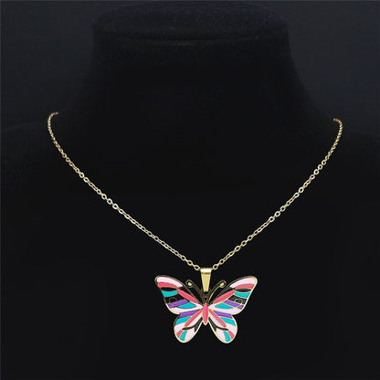 Stainless Steel Butterfly Pendant Necklace for Women by HitMyNeed