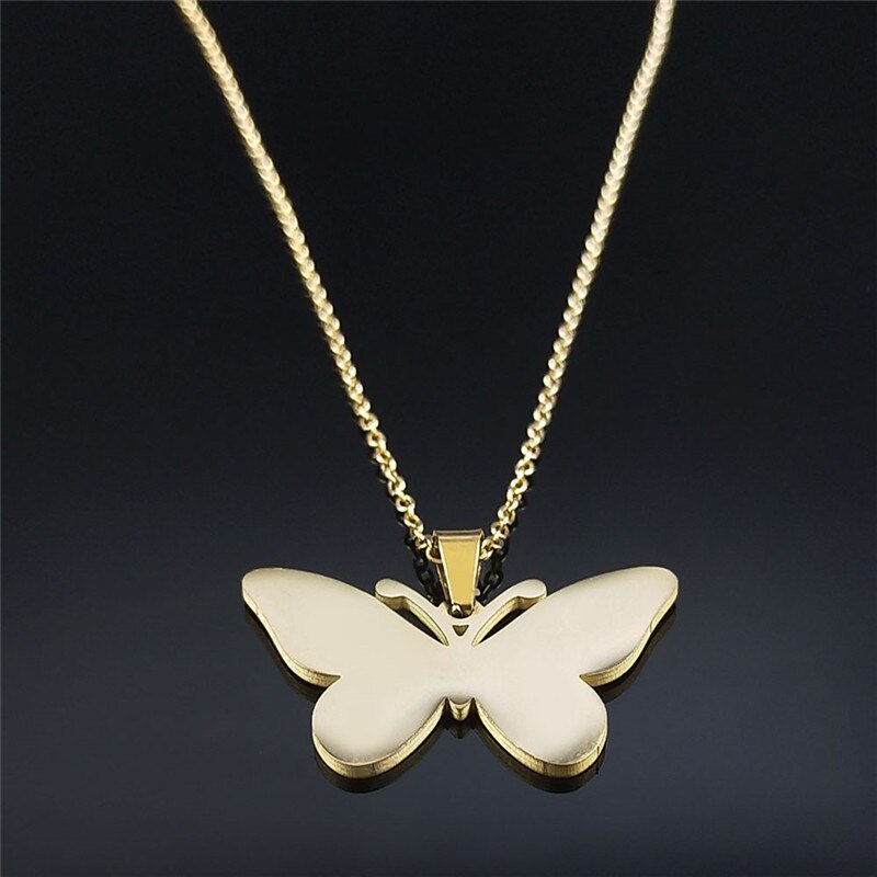 Stainless Steel Butterfly Pendant Necklace for Women by HitMyNeed