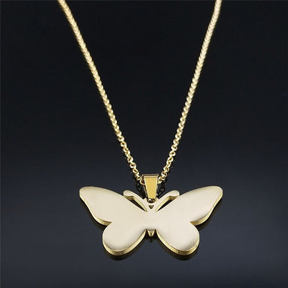 Stainless Steel Butterfly Pendant Necklace for Women by HitMyNeed