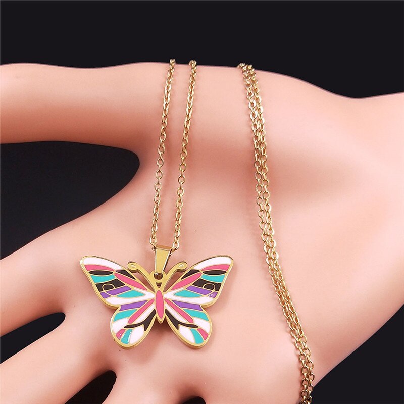 Stainless Steel Butterfly Pendant Necklace for Women by HitMyNeed
