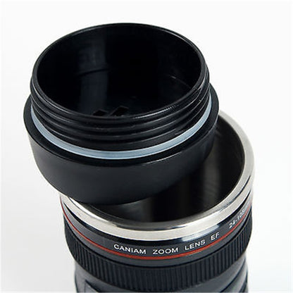 Stainless Steel Camera Lens Cup with Lid 400ml by HitMyNeed
