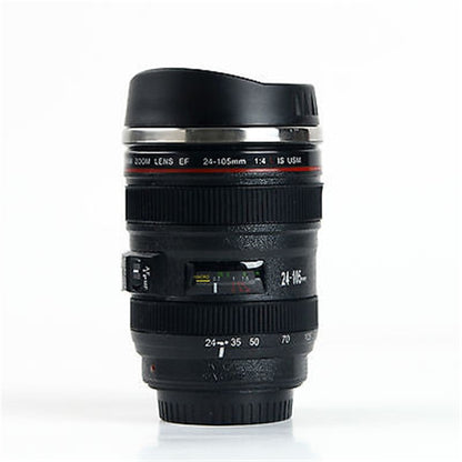 Stainless Steel Camera Lens Cup with Lid 400ml by HitMyNeed