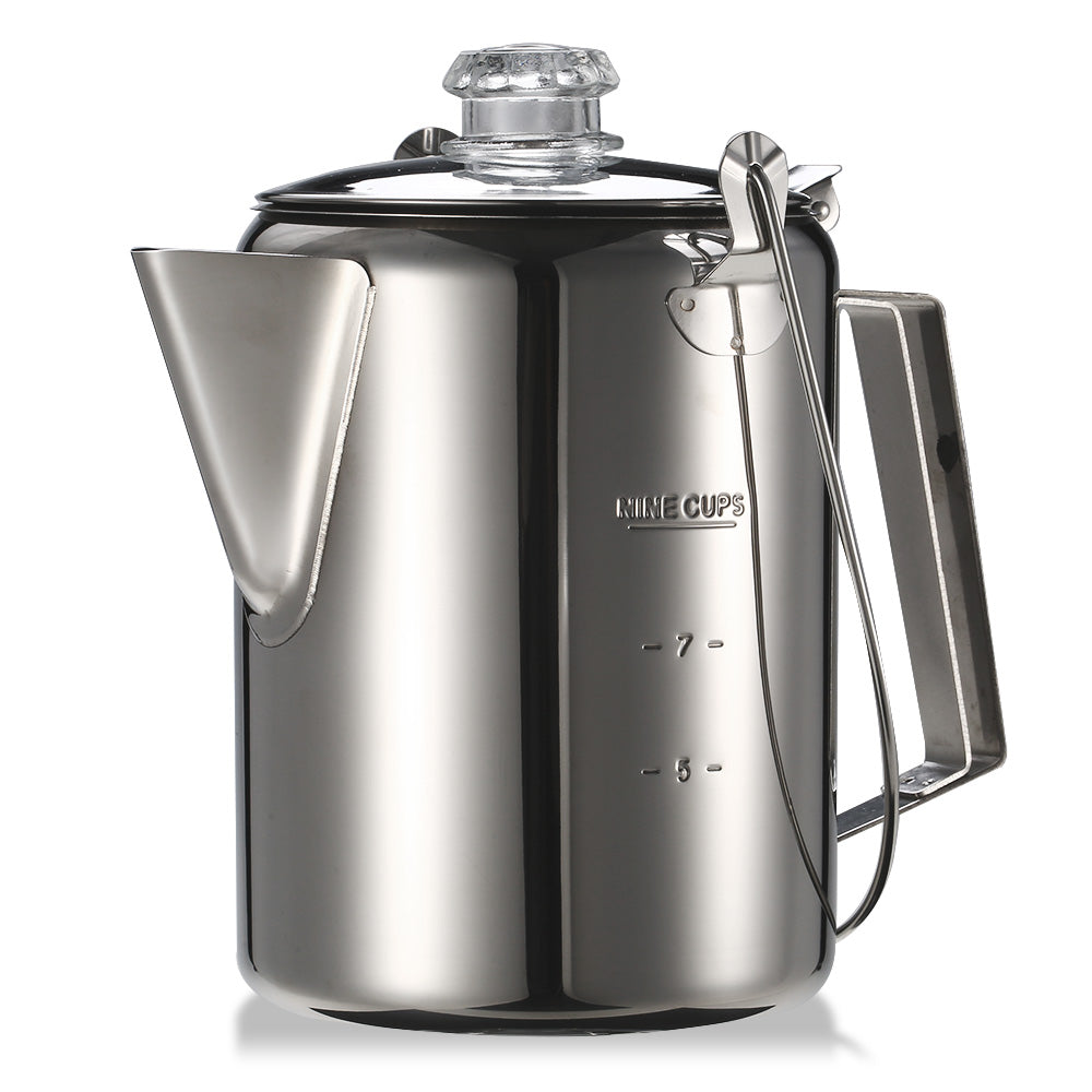 Stainless Steel Camping Coffee Percolator 9 Cup by HitMyNeed