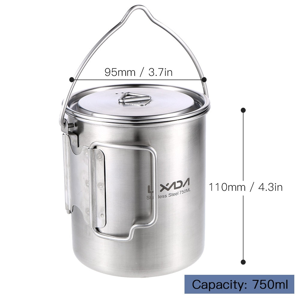 Stainless Steel Camping Mug and Cooking Pot 750ml by HitMyNeed