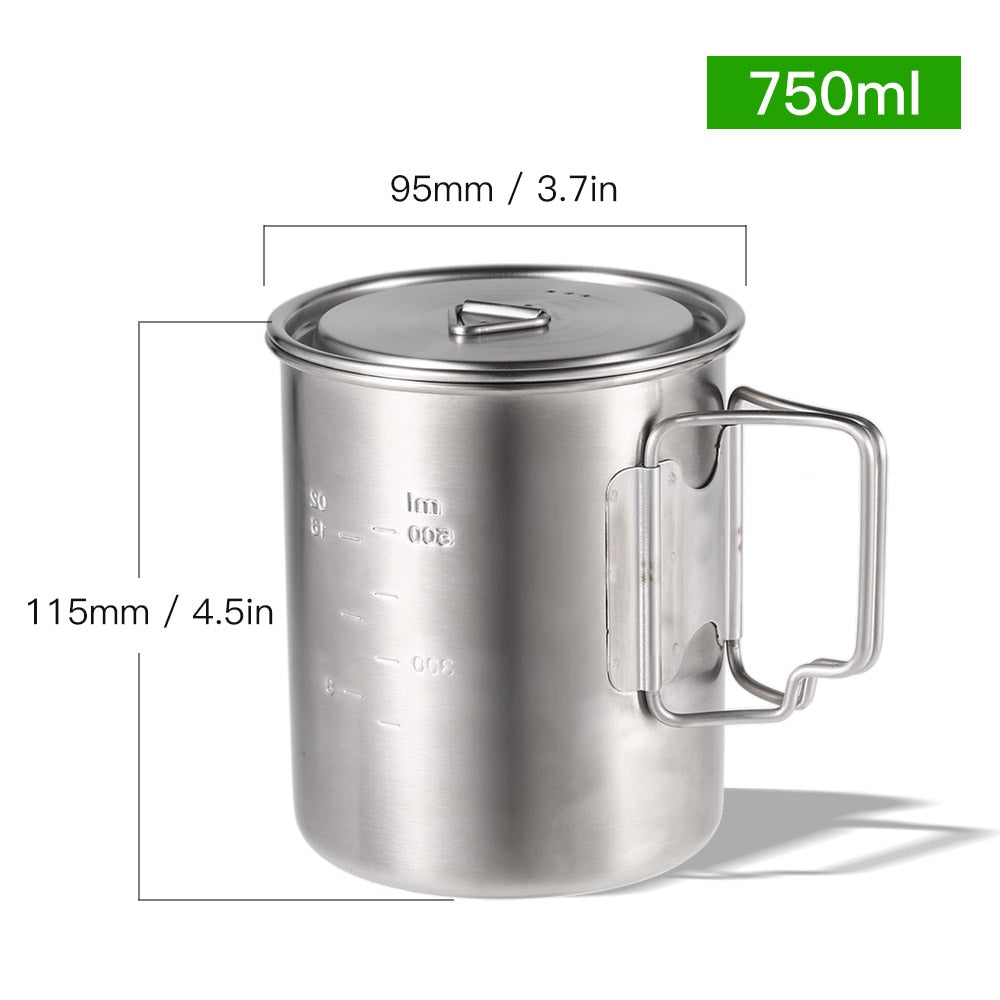 Stainless Steel Camping Mug and Cooking Pot 750ml by HitMyNeed