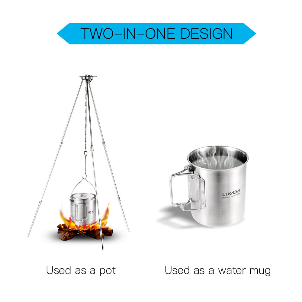 Stainless Steel Camping Mug and Cooking Pot 750ml by HitMyNeed