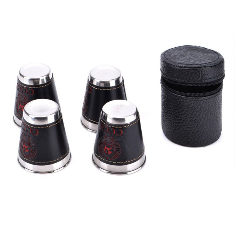 Stainless Steel Camping Shot Glass Set with Pouch by HitMyNeed