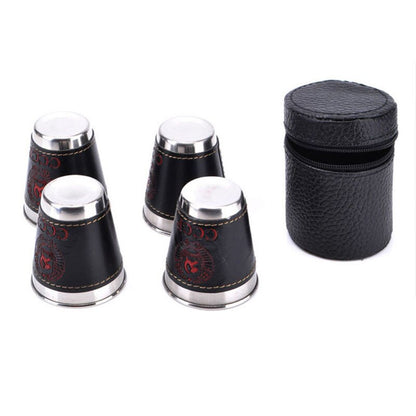 Stainless Steel Camping Shot Glass Set with Pouch by HitMyNeed