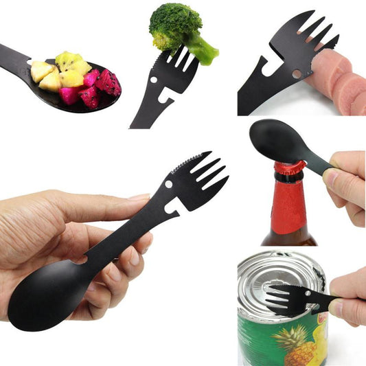Stainless Steel Camping Spork with Opener Tools by HitMyNeed