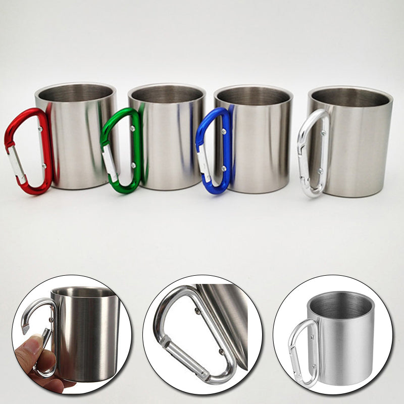 Stainless Steel Carabiner Camping Mug 220ml by HitMyNeed