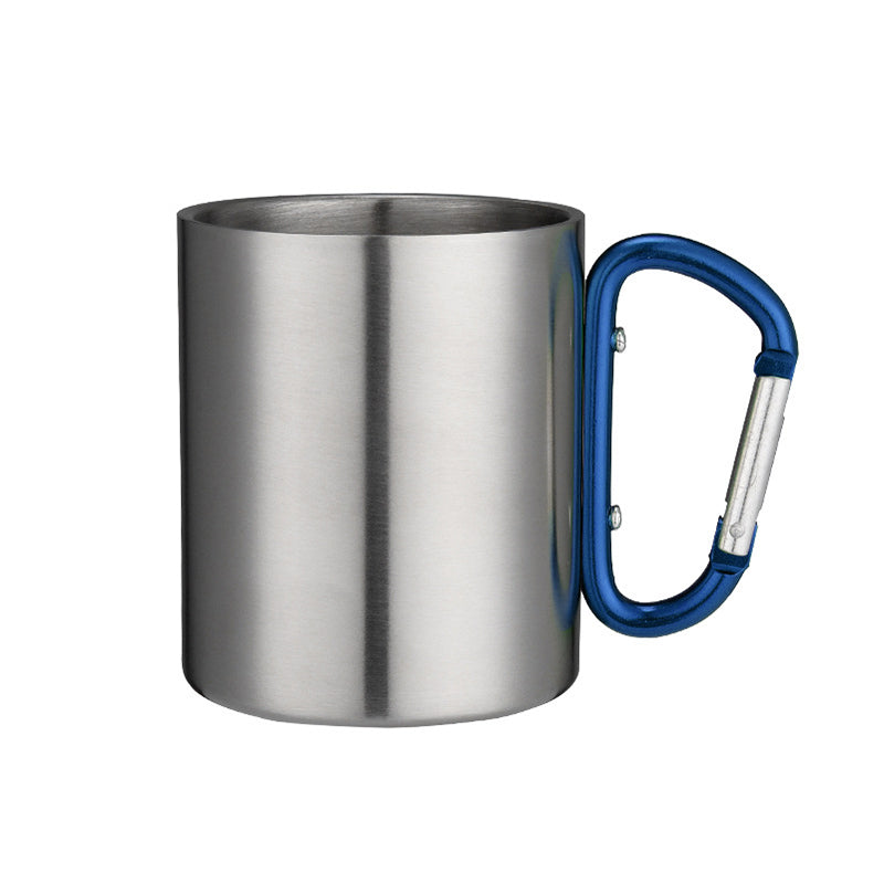Stainless Steel Carabiner Camping Mug 220ml blue by HitMyNeed