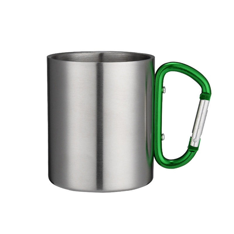 Stainless Steel Carabiner Camping Mug 220ml green by HitMyNeed