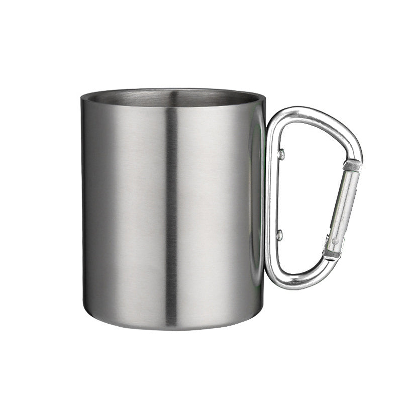 Stainless Steel Carabiner Camping Mug 220ml silver by HitMyNeed