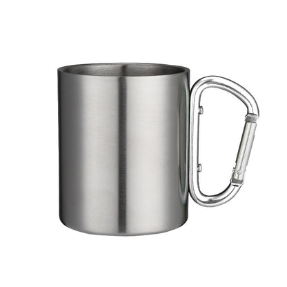 Stainless Steel Carabiner Camping Mug 220ml silver by HitMyNeed