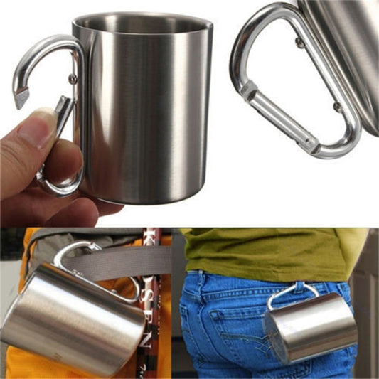 Stainless Steel Carabiner Hook Mug 220ml by HitMyNeed