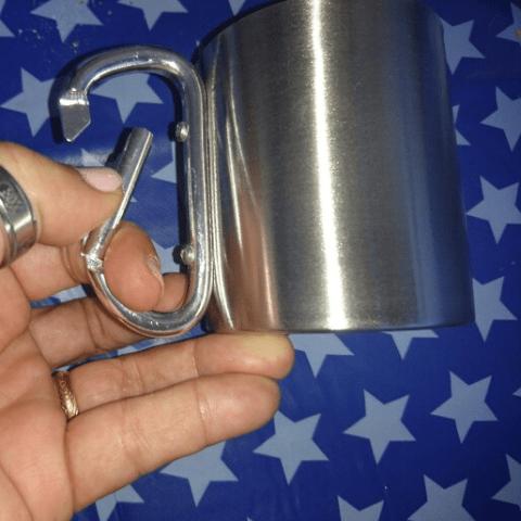 Stainless Steel Carabiner Hook Mug 220ml by HitMyNeed