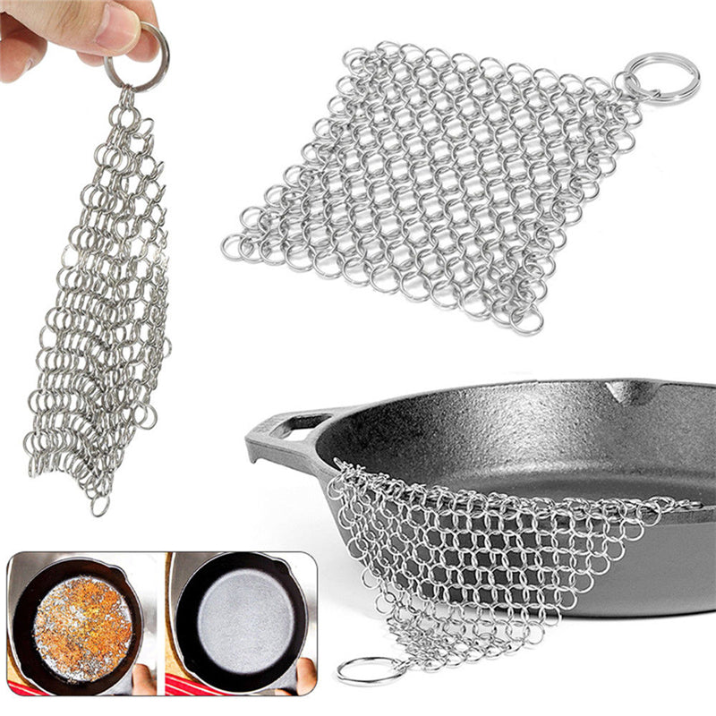 Stainless Steel Cast Iron Chainmail Scrubber 10x10cm by HitMyNeed