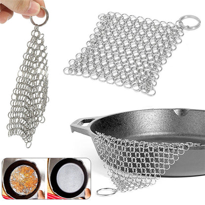 Stainless Steel Cast Iron Chainmail Scrubber 10x10cm by HitMyNeed