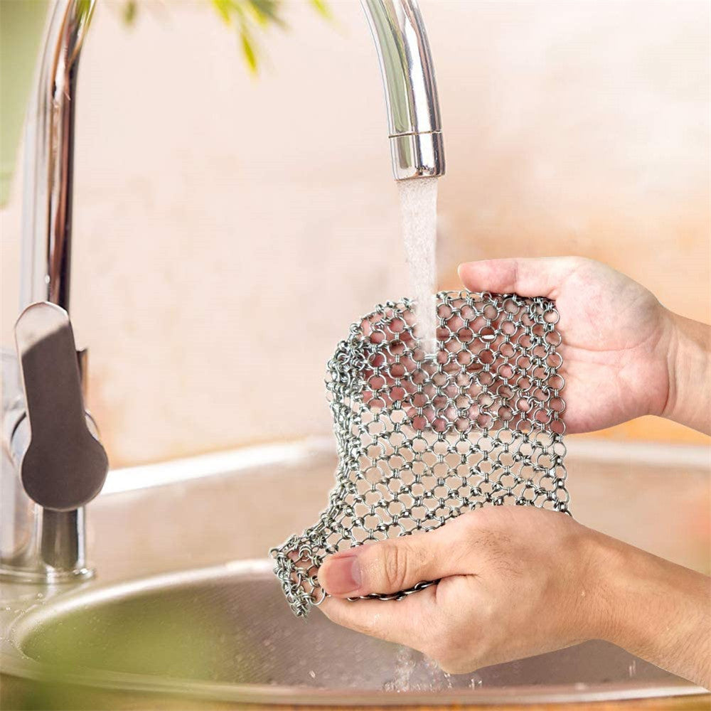 Stainless Steel Cast Iron Chainmail Scrubber 10x10cm by HitMyNeed