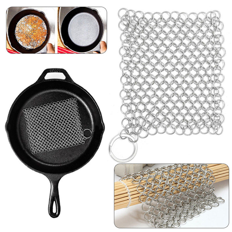 Stainless Steel Cast Iron Chainmail Scrubber 10x10cm by HitMyNeed