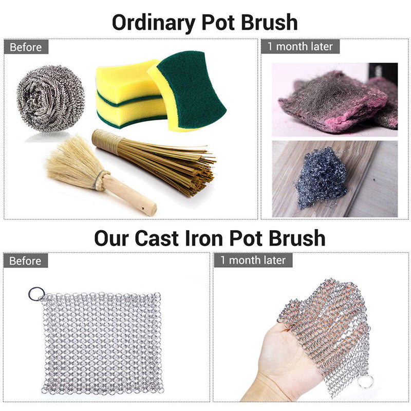 Stainless Steel Cast Iron Chainmail Scrubber 10x10cm by HitMyNeed