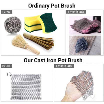 Stainless Steel Cast Iron Chainmail Scrubber 10x10cm by HitMyNeed