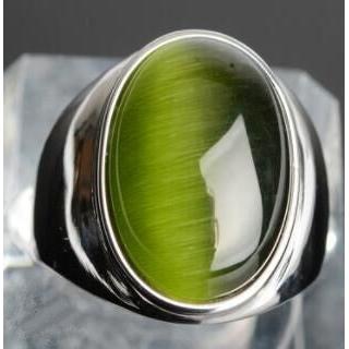 Stainless Steel Cat's Eye Stone Ring 10 armygreen-s by HitMyNeed