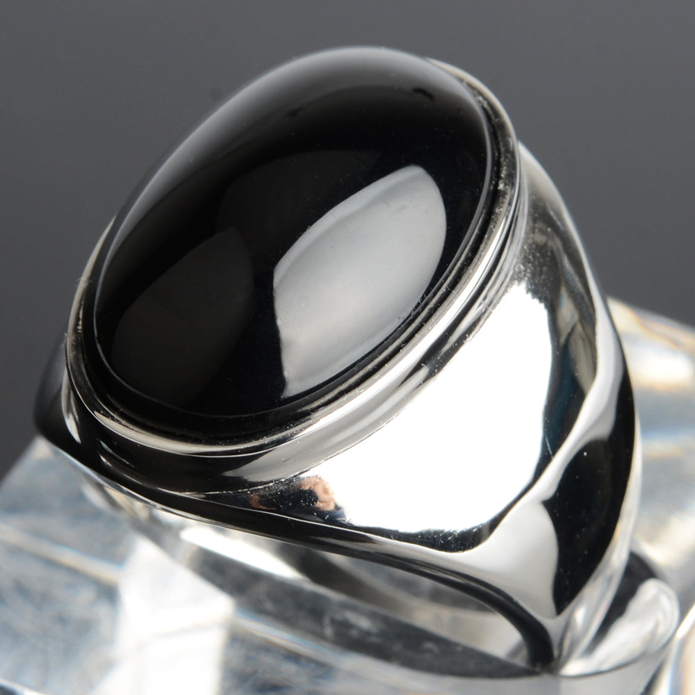 Stainless Steel Cat's Eye Stone Ring 10 black-s by HitMyNeed