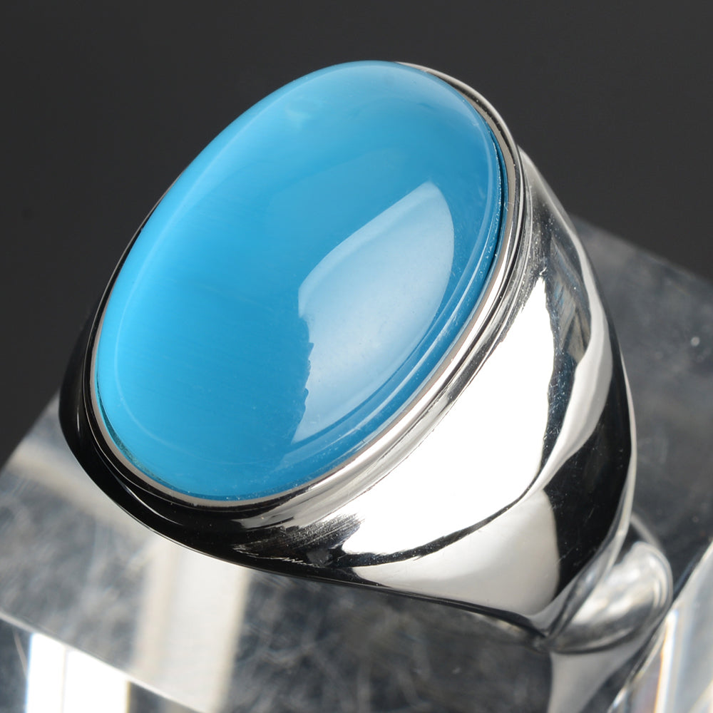Stainless Steel Cat's Eye Stone Ring 10 blue-s by HitMyNeed