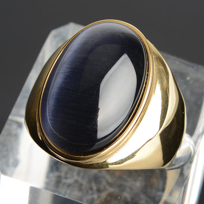 Stainless Steel Cat's Eye Stone Ring 10 gray-g by HitMyNeed