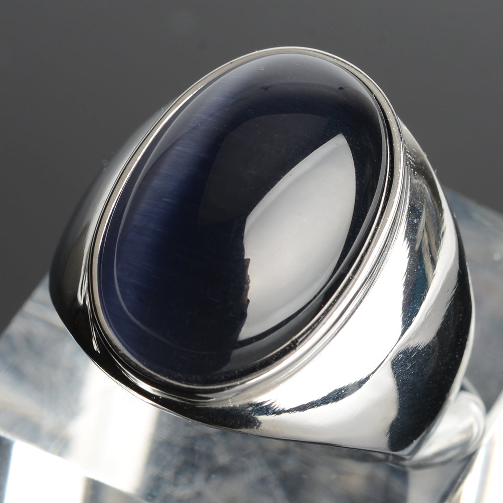 Stainless Steel Cat's Eye Stone Ring 10 gray-s by HitMyNeed