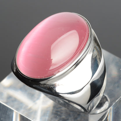 Stainless Steel Cat's Eye Stone Ring 10 pink-s by HitMyNeed