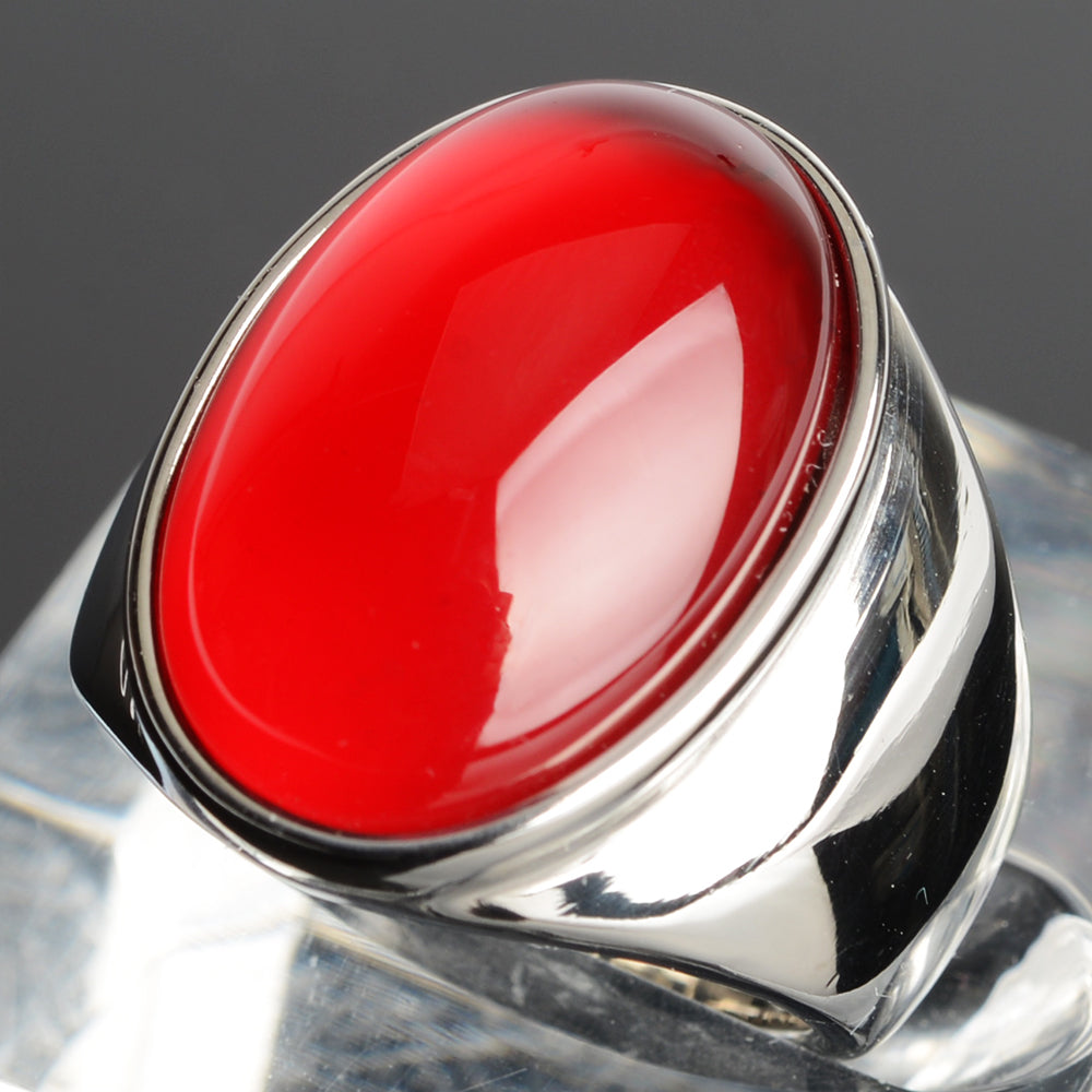 Stainless Steel Cat's Eye Stone Ring 10 red-s by HitMyNeed