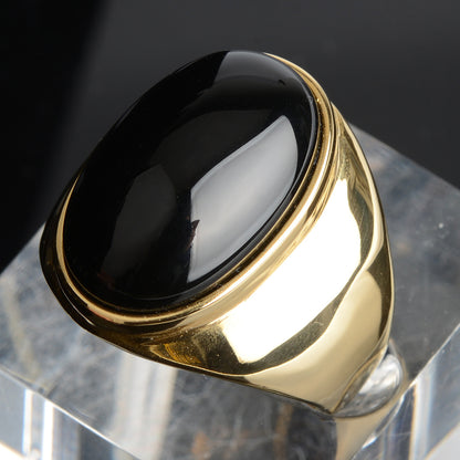 Stainless Steel Cat's Eye Stone Ring 11 black-g by HitMyNeed