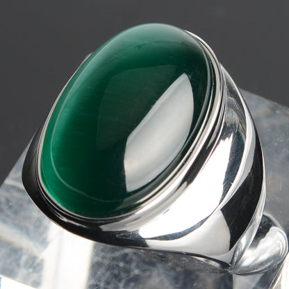 Stainless Steel Cat's Eye Stone Ring 11 green-s by HitMyNeed