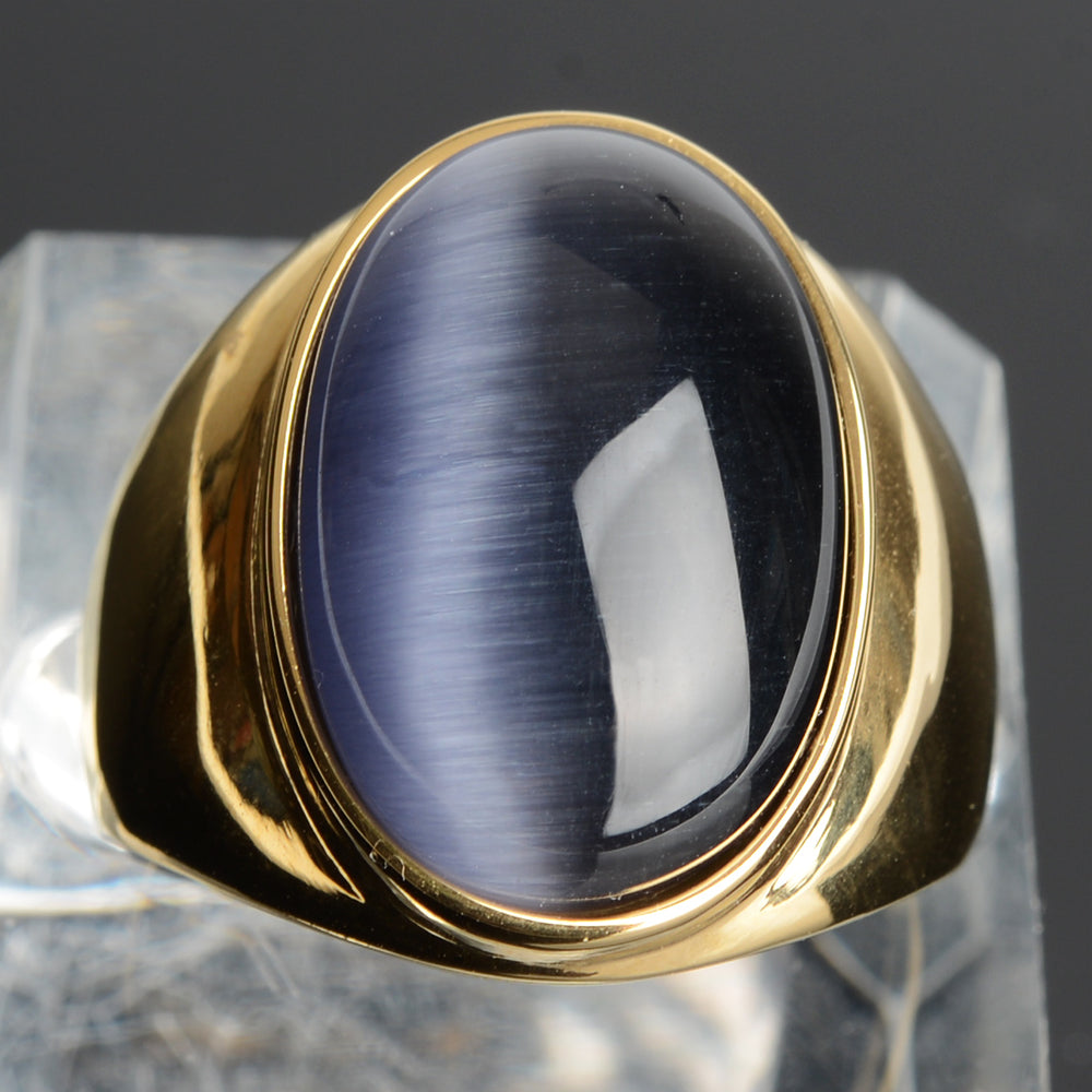 Stainless Steel Cat's Eye Stone Ring by HitMyNeed