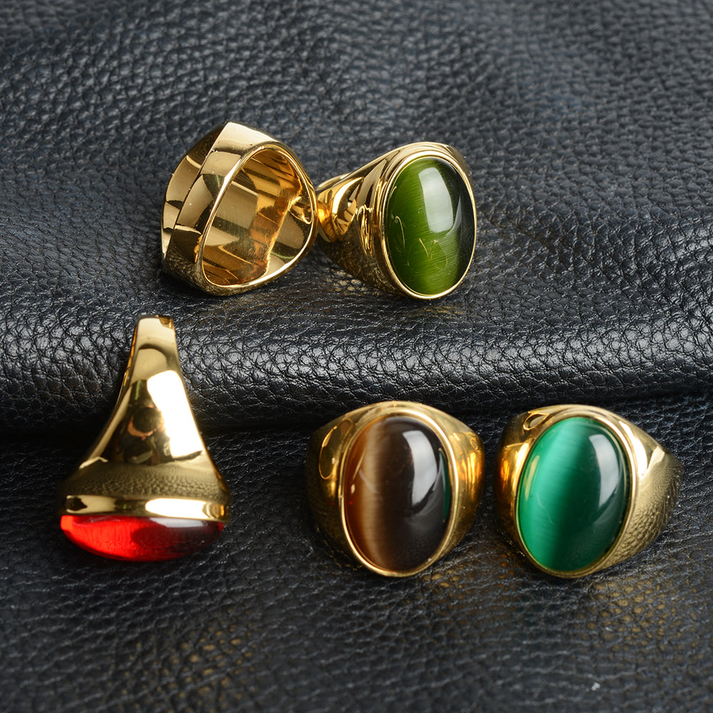 Stainless Steel Cat's Eye Stone Ring by HitMyNeed