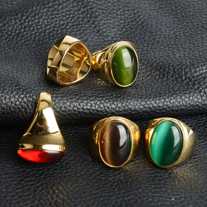 Stainless Steel Cat's Eye Stone Ring by HitMyNeed