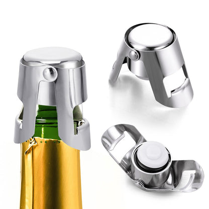 Stainless Steel Champagne Bottle Stoppers (Set of 3) by HitMyNeed