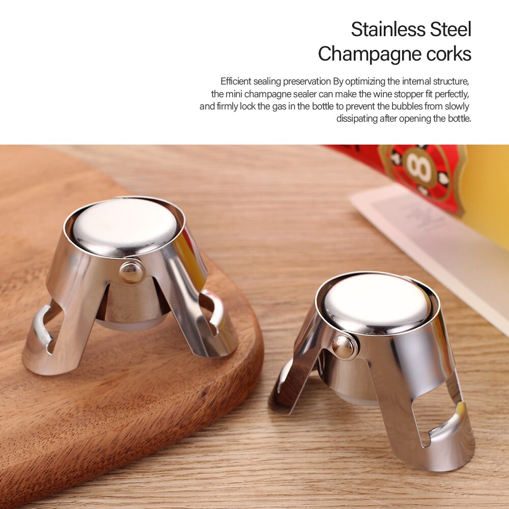 Stainless Steel Champagne Bottle Stoppers (Set of 3) by HitMyNeed