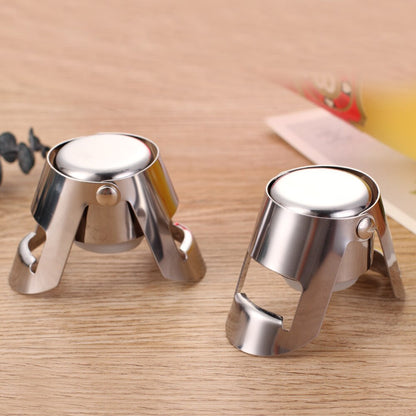 Stainless Steel Champagne Bottle Stoppers (Set of 3) by HitMyNeed
